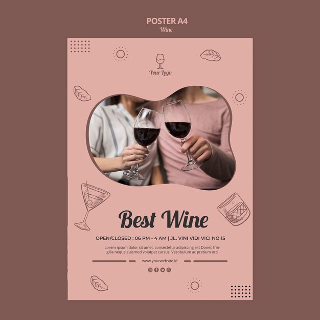 PSD gratuito tema del modello di poster di vino