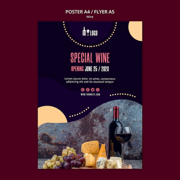 PSD gratuito tema del modello di poster di vino