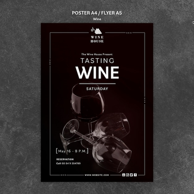 PSD gratuito tema del modello di poster di vino