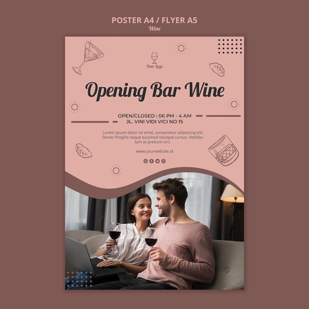 PSD gratuito modello di poster di vino