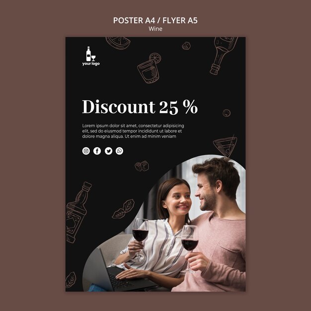 Modello di poster di vino