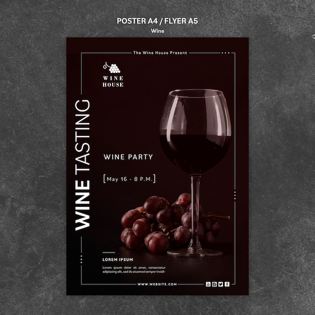 PSD gratuito modello di poster di vino