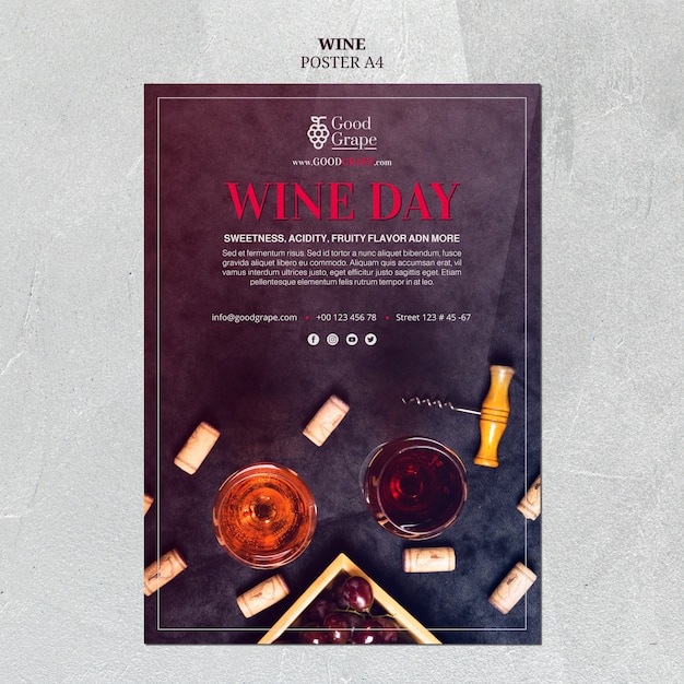 Modello di poster di vino