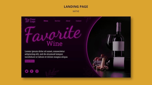 Free PSD wine promotional landing page template