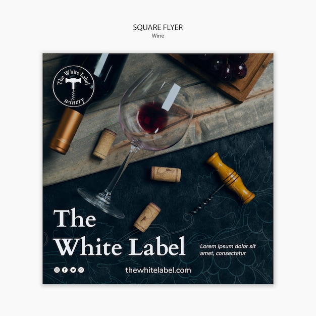 Free PSD wine shop template square flyer