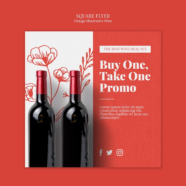 Organic Wine Square Flyer Template: A Stunning Design to Promote Your Drink