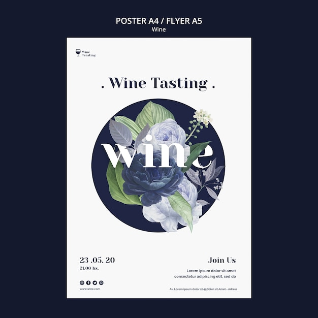 Free PSD wine tasting event poster design