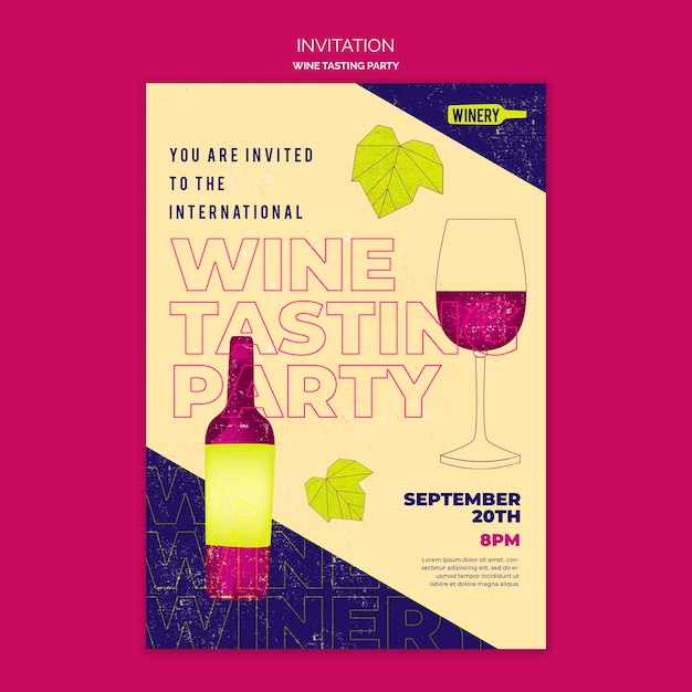 Modello di invito per una festa di degustazione di vini