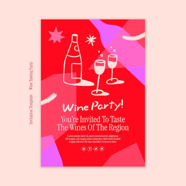 Free PSD wine tasting party invitation template