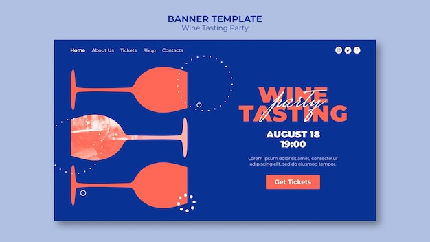 Free PSD wine tasting party landing page template