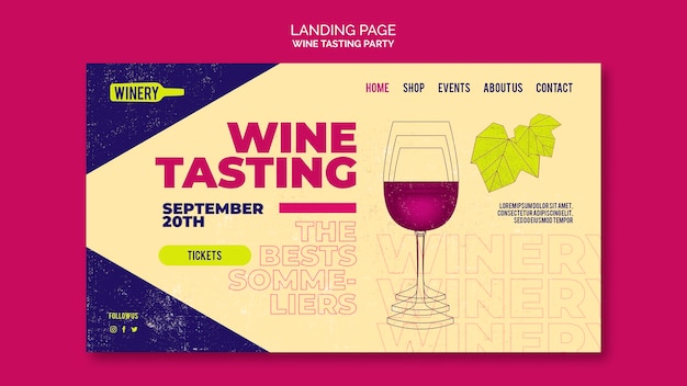 Free PSD wine tasting party landing page template