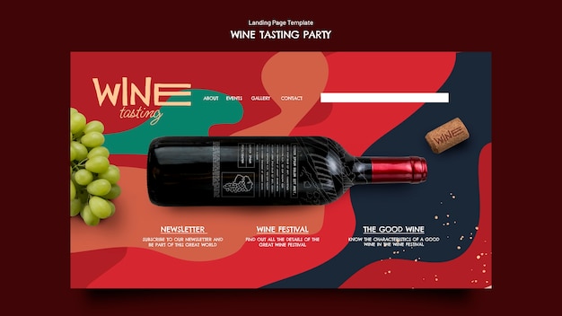 Free PSD wine tasting party landing page template