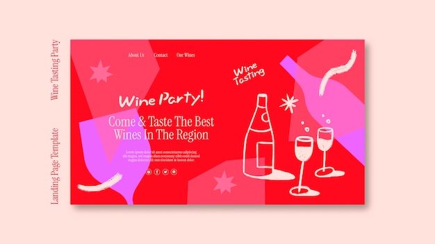 Free PSD wine tasting party landing page template