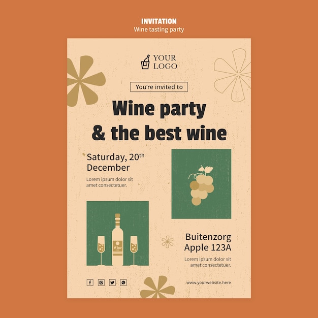 Free PSD wine tasting party  template