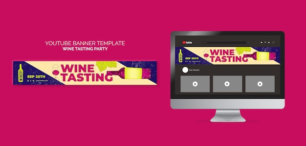 Wine tasting party youtube banner template