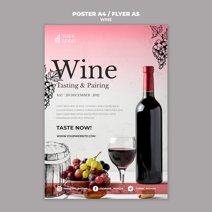 Free PSD wine tasting poster design