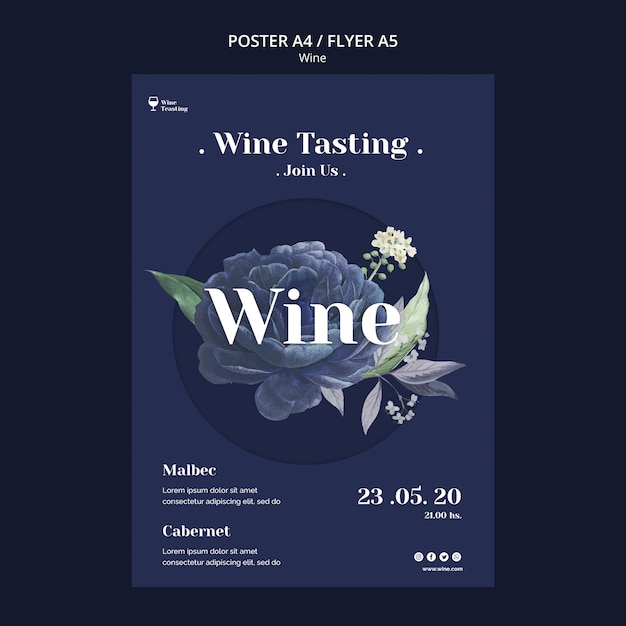 PSD gratuito stile di poster di degustazione di vini