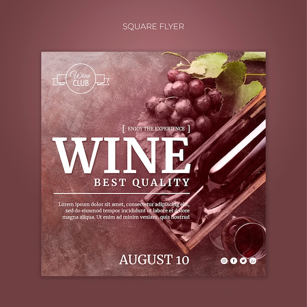 Free Wine Tasting Square Flyer Template PSD – Download Free PSD