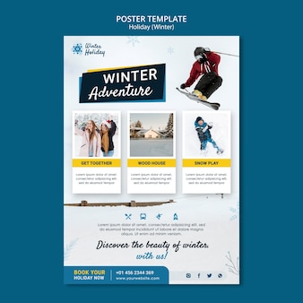 Winter adventure poster template