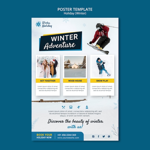 Winter adventure poster template