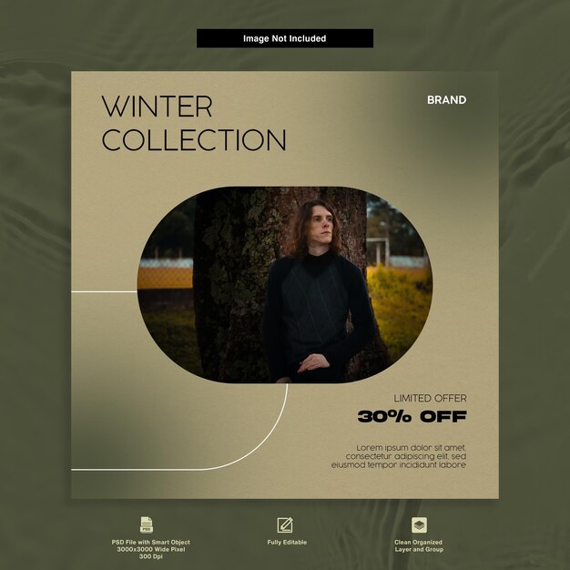 Winter collection fashion sale and discount offer elegant themes instagram post template