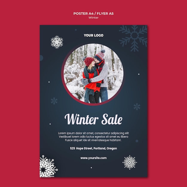 Free PSD winter concept poster template