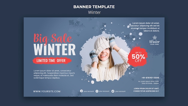 Winter design banner template Free Psd