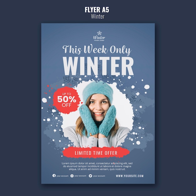Winter design flyer template Free Psd