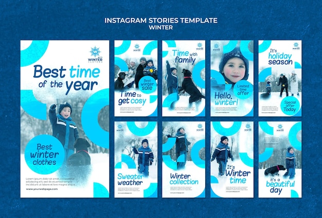 Winter design instagram stories template Premium Psd