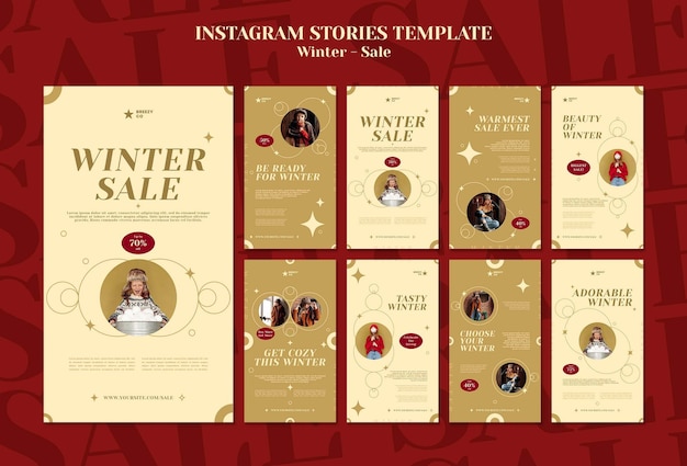 Winter design instagram stories template Premium Psd