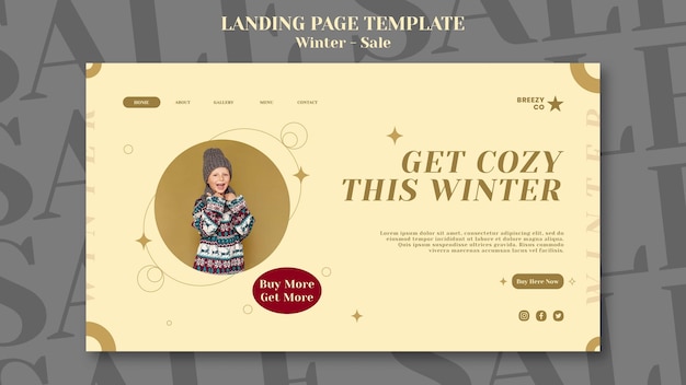 冬のデザインのランディングページテンプレート