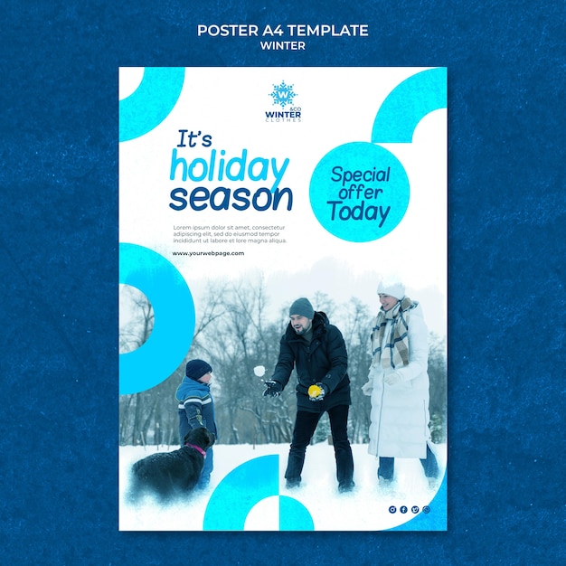 Бесплатный PSD Зимний дизайн плаката шаблон