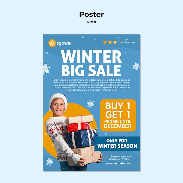 Winter family time ad poster template