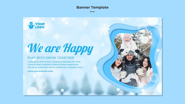 Winter family time ad template banner