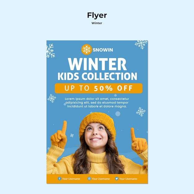 Winter family time flyer template