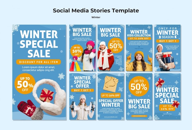 Winter family time instagram stories template