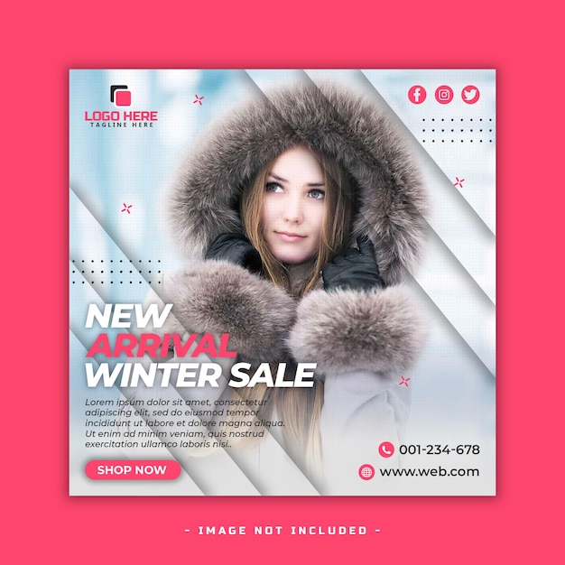 Winter fashion collection in social media post template