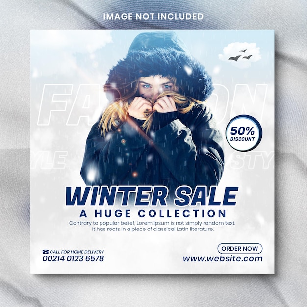 Winter fashion sale social media advertising post banner template