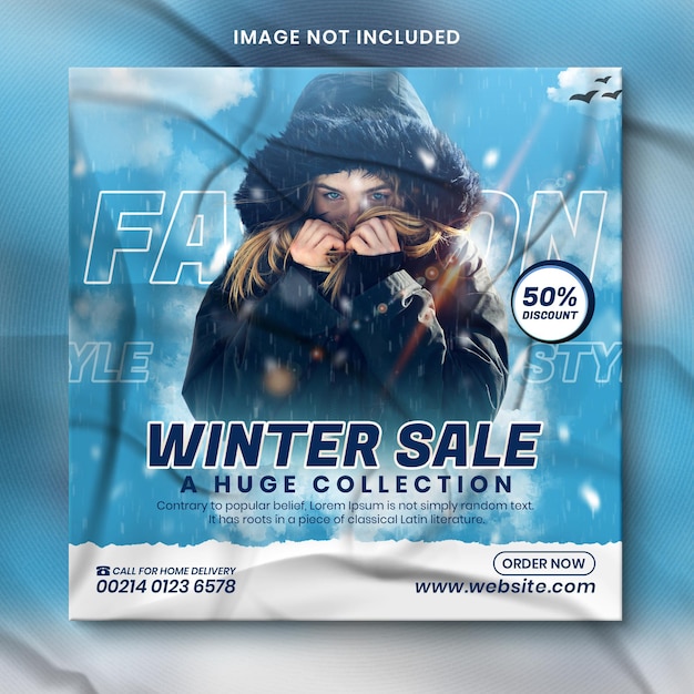 Winter fashion sale social media advertising post banner template