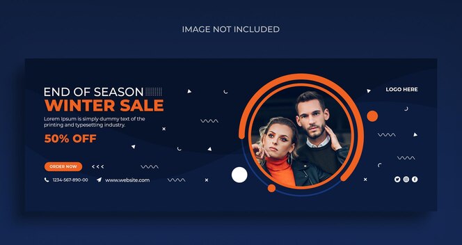 Winter fashion sale social media web banner flyer and facebook cover design template