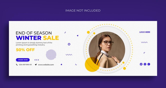 Winter fashion sale social media web banner flyer and facebook cover design template