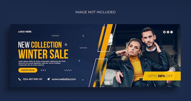 Winter fashion sale social media web banner flyer and facebook cover design template