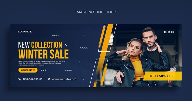 Winter fashion sale social media web banner flyer and facebook cover design template