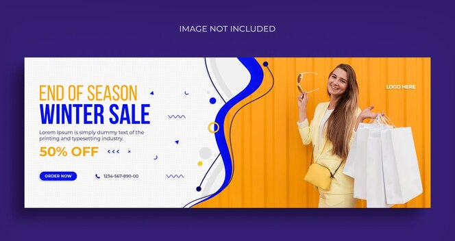 Winter fashion sale social media web banner flyer and facebook cover design template