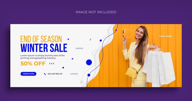 Winter fashion sale social media web banner flyer and facebook cover template