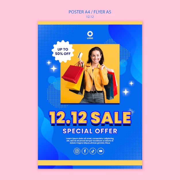 winter flash sale poster template