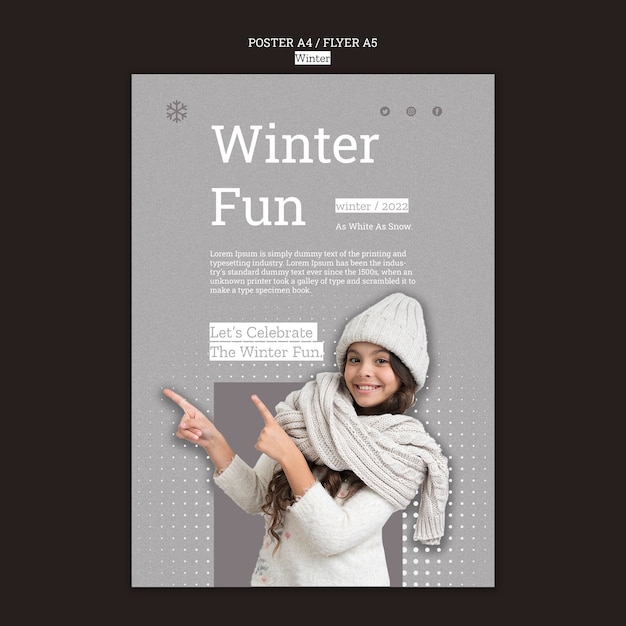 Winter fun flyer template