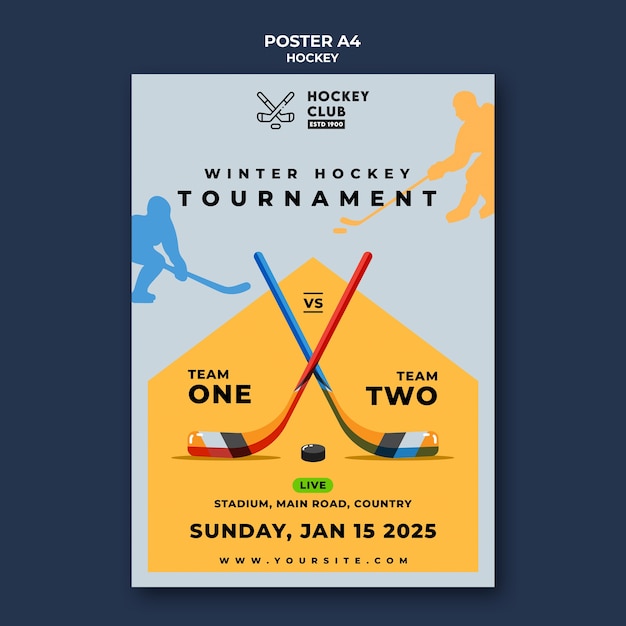 Winter hockey tournament poster template