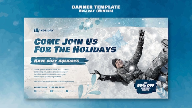 Winter holiday banner template