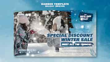 Free PSD winter holiday discount banner template